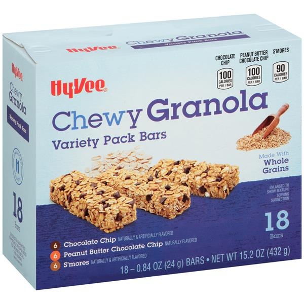 slide 1 of 1, Hy-Vee Chewy Granola Bars Variety Pack, 15.2 oz