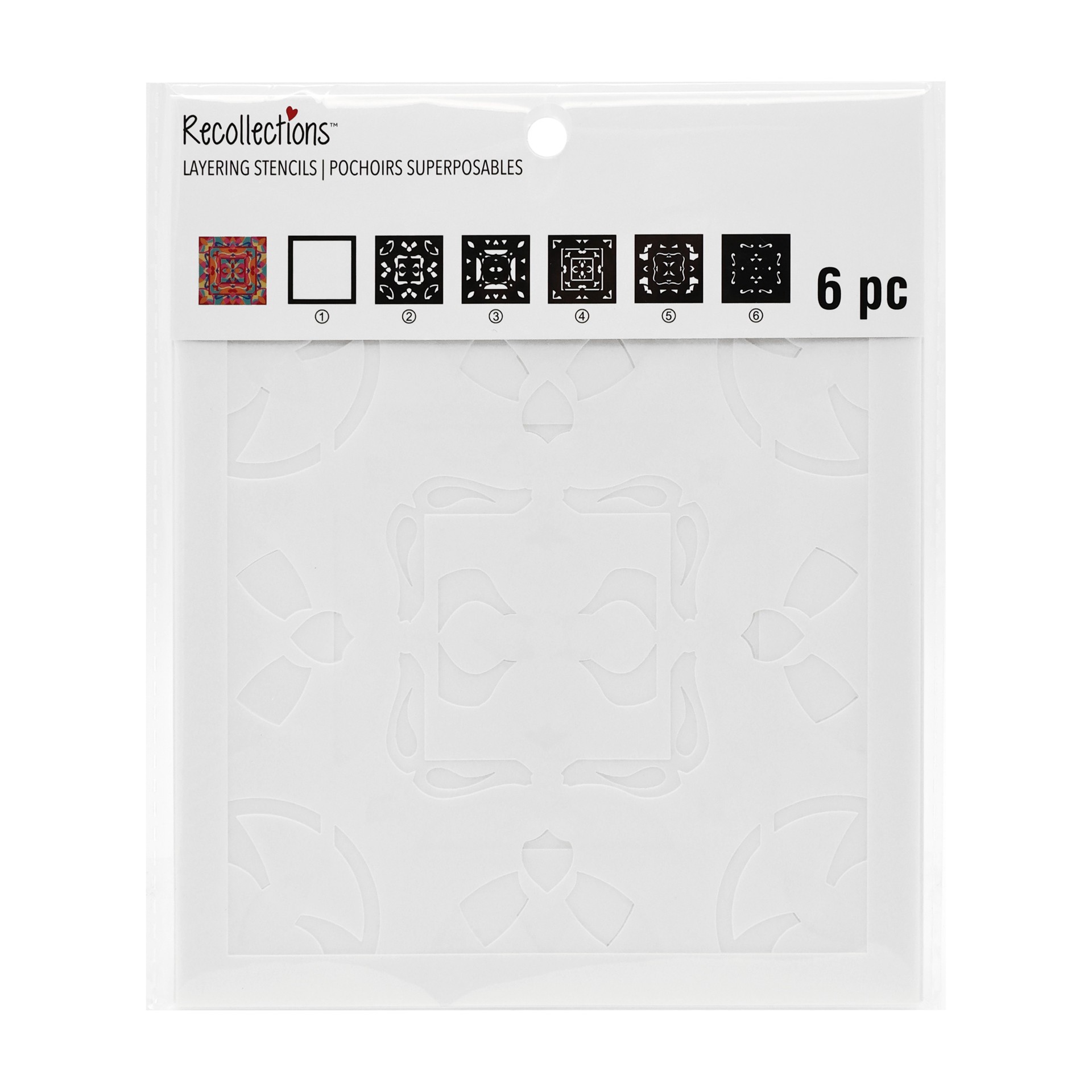 slide 4 of 4, 6" X 6" Stained Glass Print Layering Stencil Set By Recollections, 6 in x 6 in