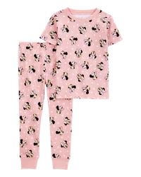 Carter's Toddler Minnie Mouse Print Cotton Blend 2-Piece Pajamas Pink 2T