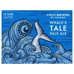 Cisco Brewers Whale's Tale Pale Ale, 12 Pack Beer, 12 fl. Oz. Cans, 5.6% ABV