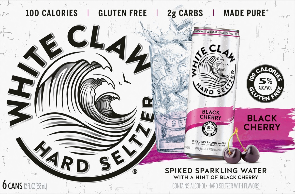 slide 4 of 6, White Claw 6 Pack Spiked Black Cherry Hard Seltzer 6 ea, 6 ct; 12 fl oz