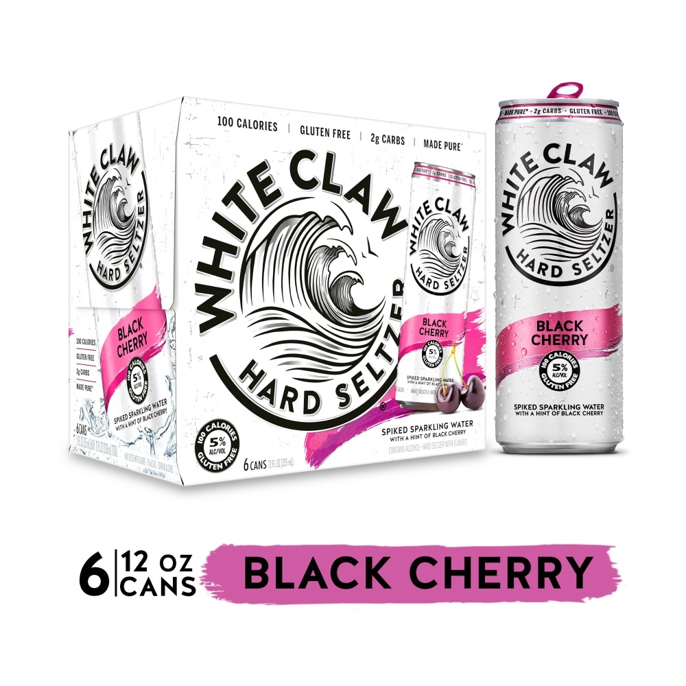 slide 1 of 2, White Claw Black Cherry, 6 ct; 12 fl oz