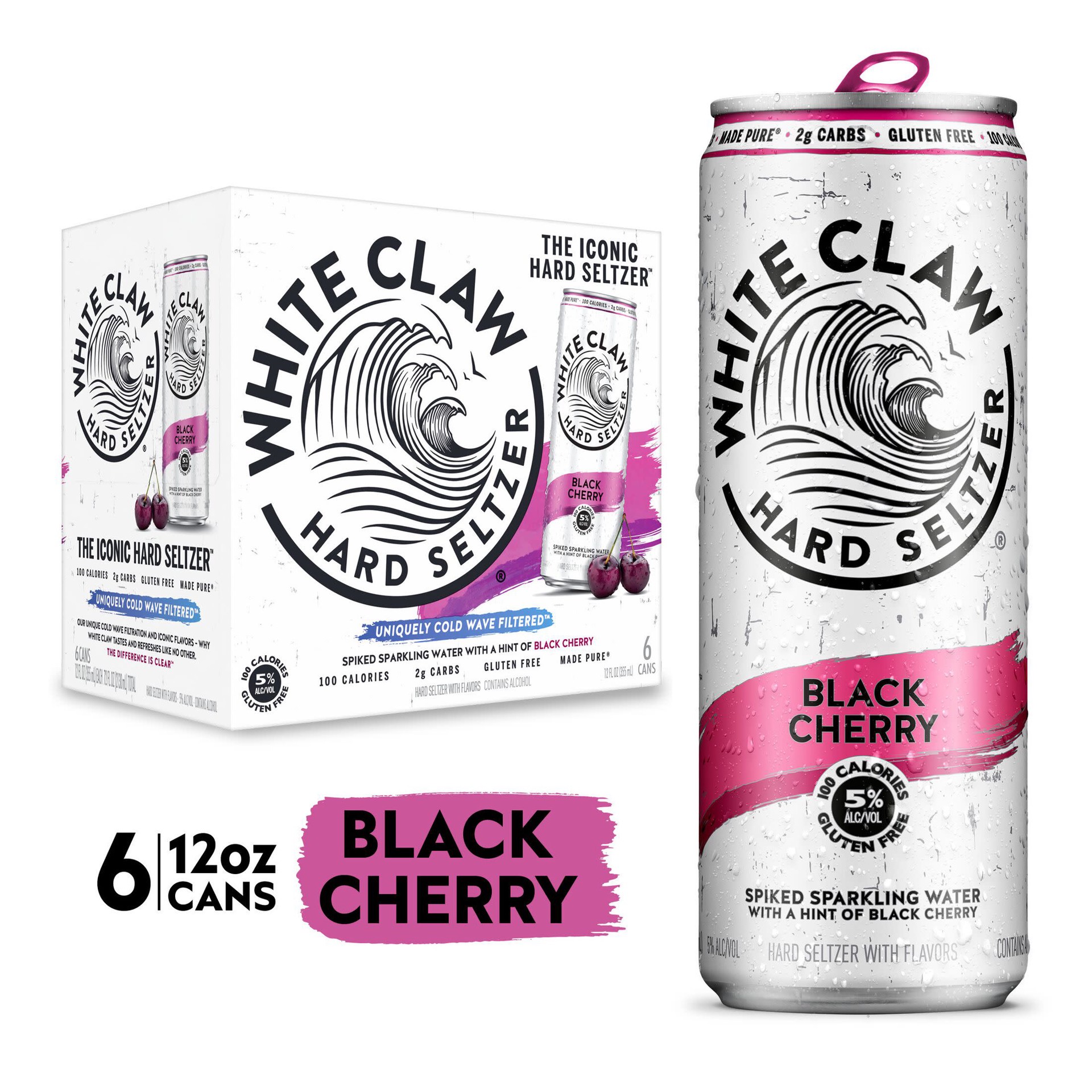 slide 1 of 6, White Claw 6 Pack Spiked Black Cherry Hard Seltzer 6 ea, 6 ct; 12 fl oz