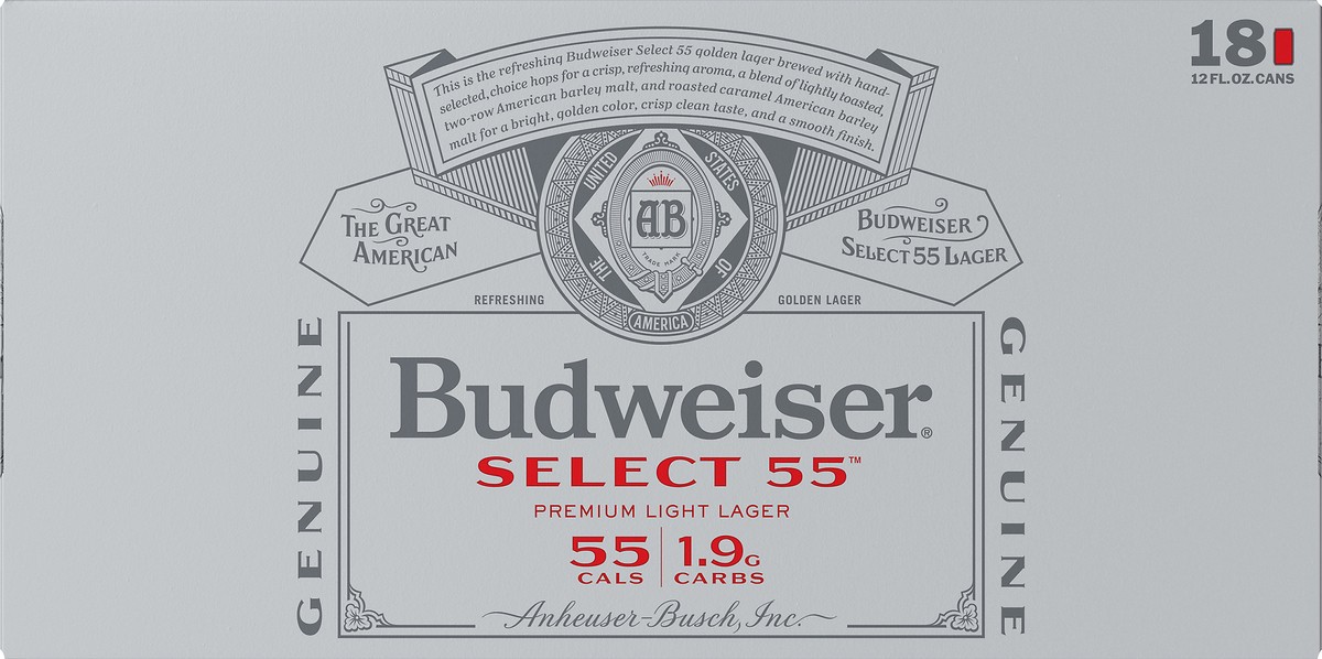 slide 1 of 3, Budweiser Select 55 Golden Lager Beer 18 ea, 18 ct; 12 oz