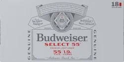 Budweiser Select 55 Golden Lager Beer 18 ea