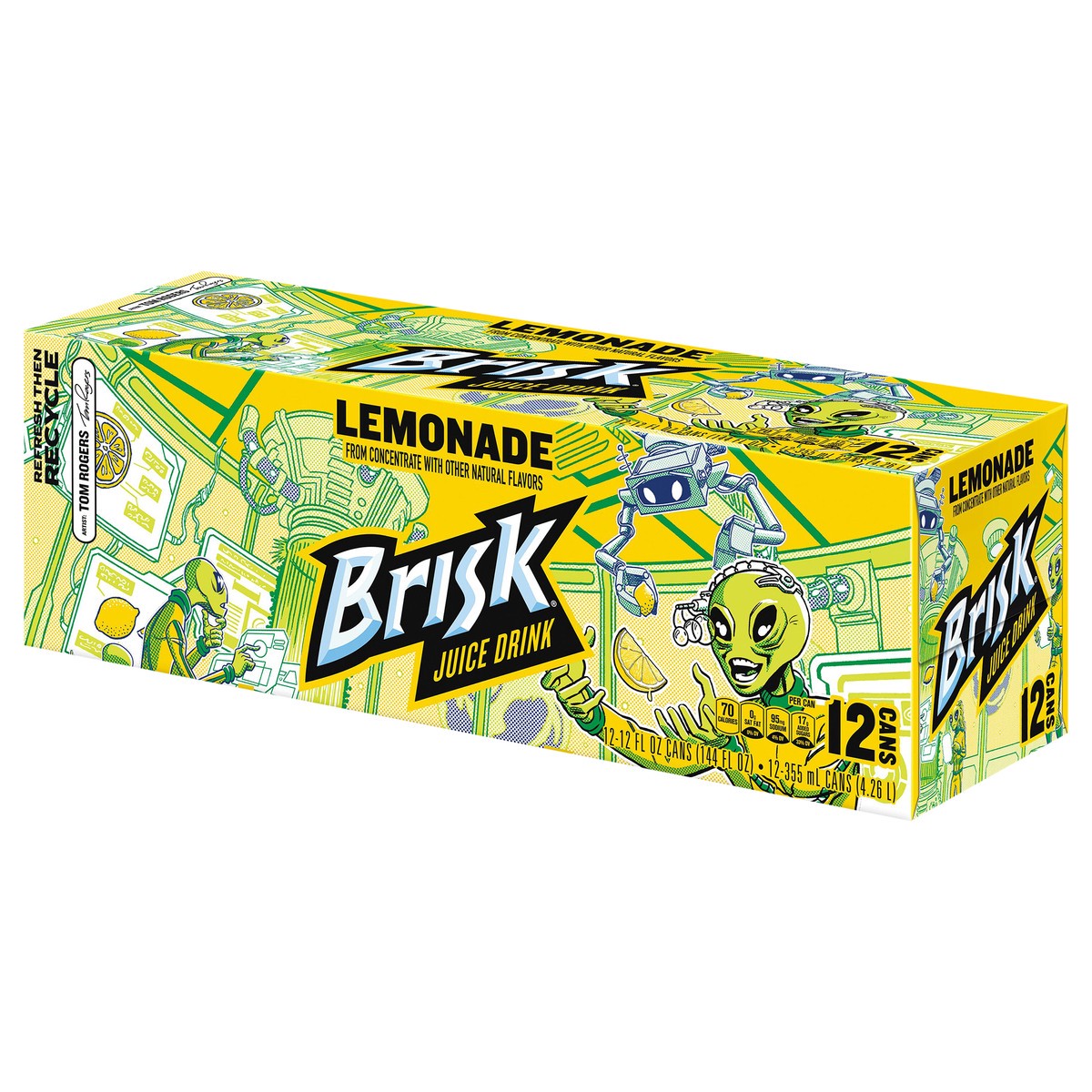slide 3 of 9, Brisk Lemonade, 12 ct; 12 fl oz