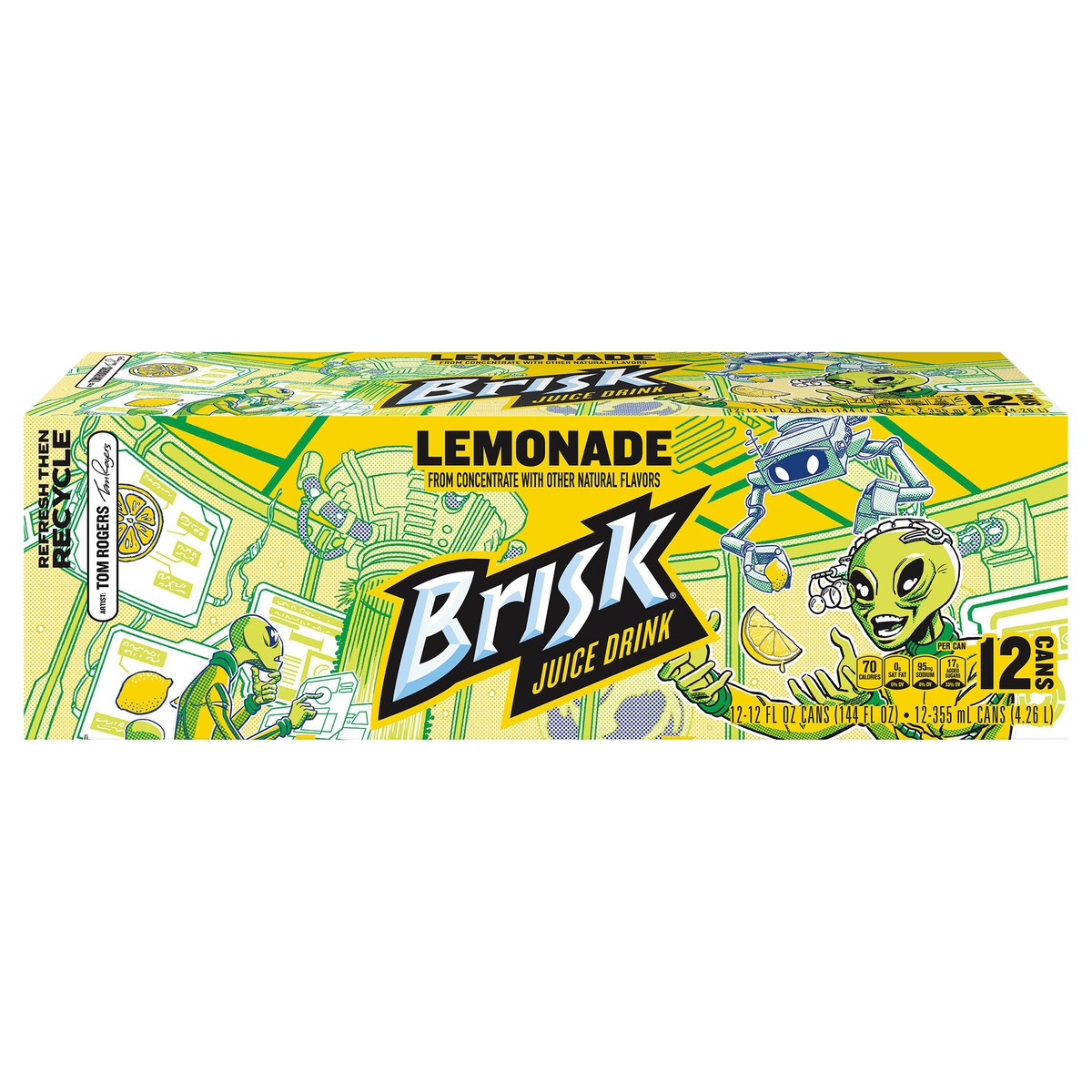 slide 1 of 9, Brisk Lemonade, 12 ct; 12 fl oz