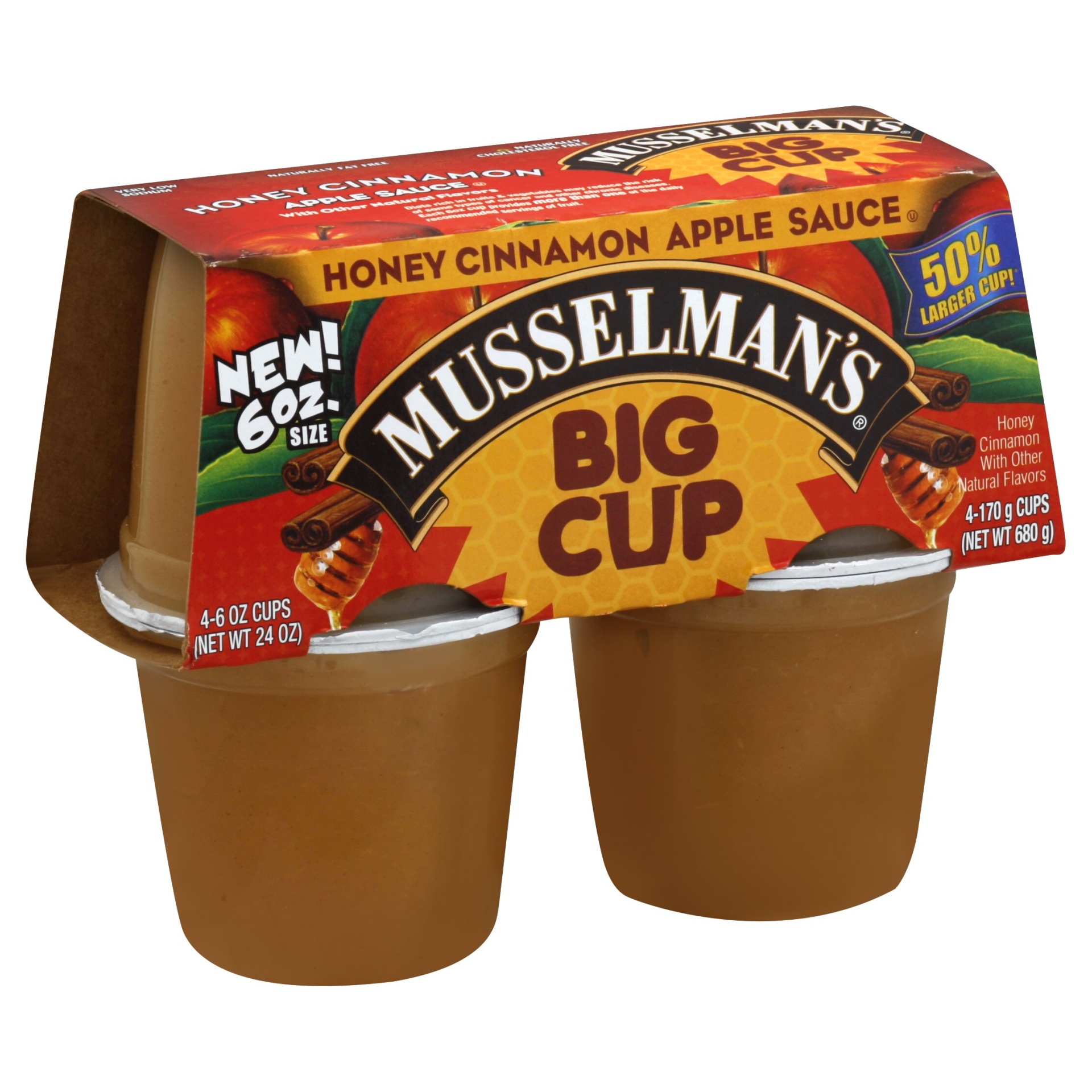 slide 1 of 4, Musselman's Apple Sauce, Honey Cinnamon, 4 ct