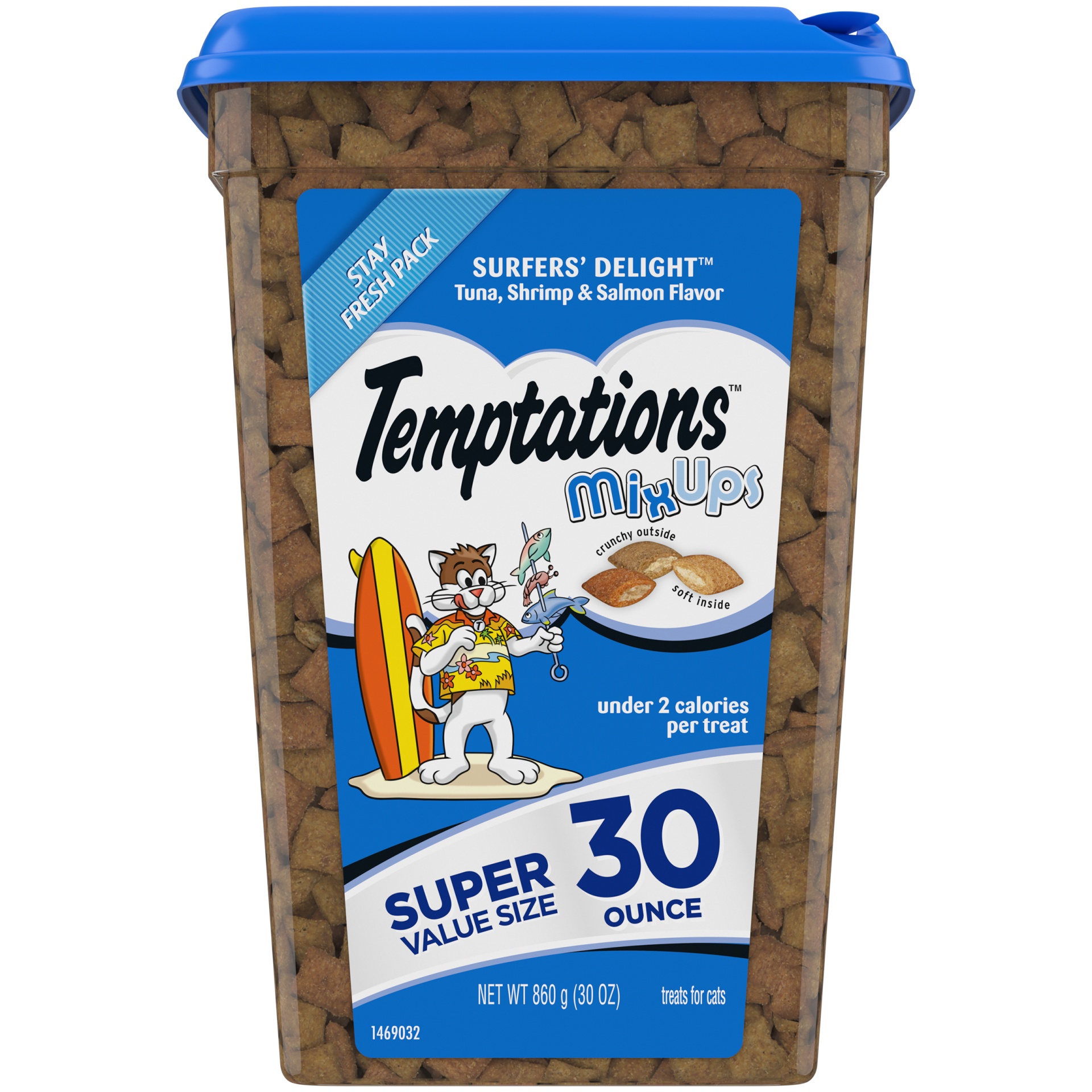 slide 1 of 1, Temptations Mixups Crunchy And Soft Cat Treats, Surfer'S Delight Flavor, 30 oz