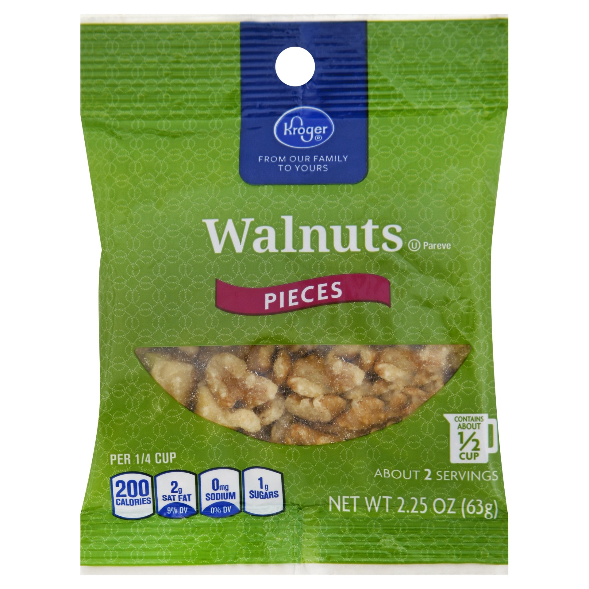 slide 1 of 1, Kroger Walnut Pieces, 2.25 oz