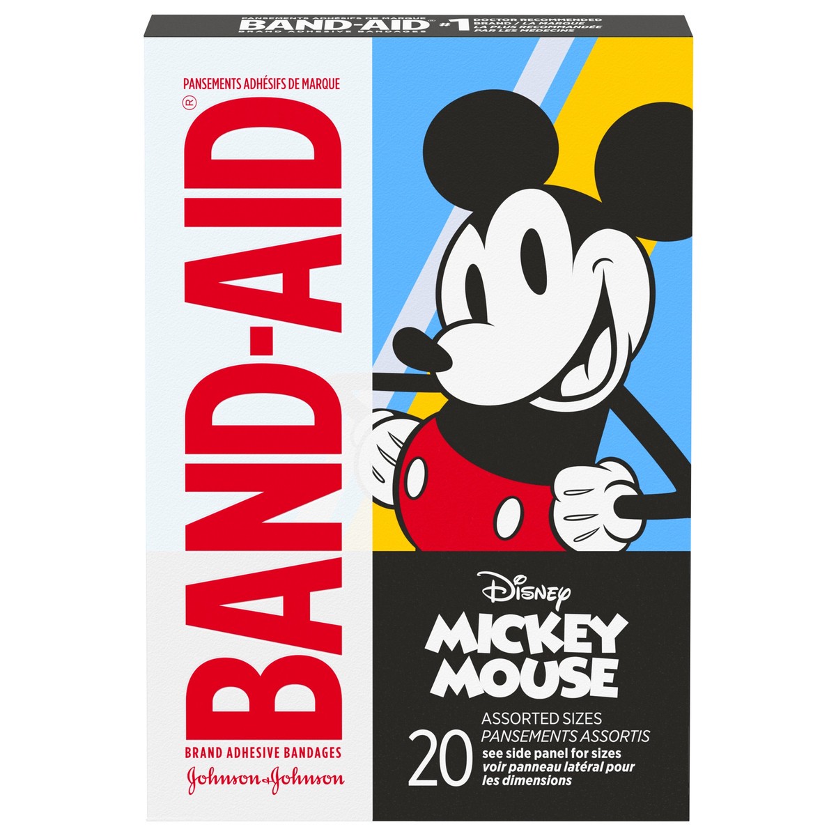 slide 4 of 11, BAND-AID Adhesive Bandages for Minor Cuts & Scrapes, Wound Care Featuring Disney's Mickey Mouse, Fun Bandages for Kids and Toddlers, Assorted Sizes, 20 Count, 20 ct