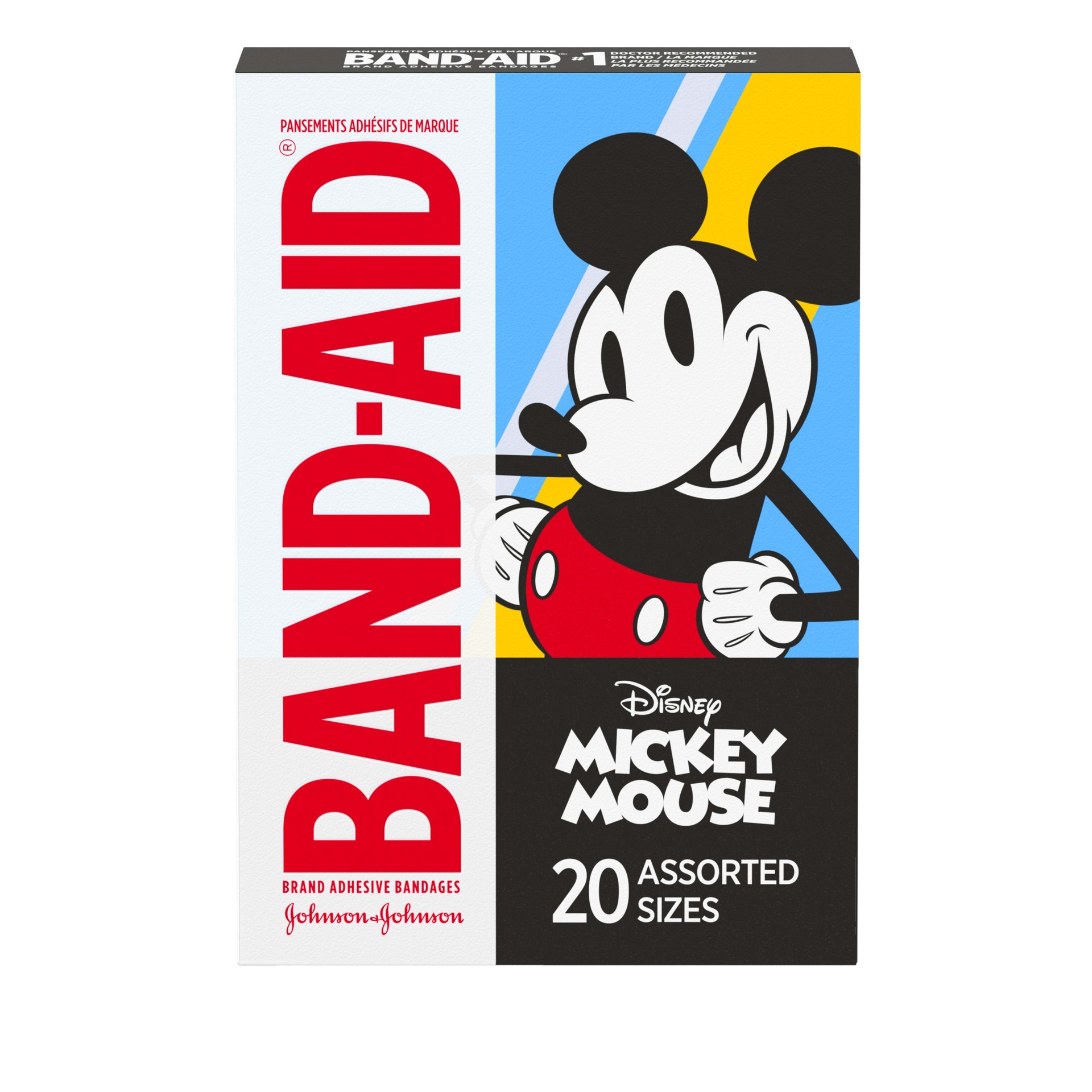 slide 1 of 11, BAND-AID Adhesive Bandages for Minor Cuts & Scrapes, Wound Care Featuring Disney's Mickey Mouse, Fun Bandages for Kids and Toddlers, Assorted Sizes, 20 Count, 20 ct