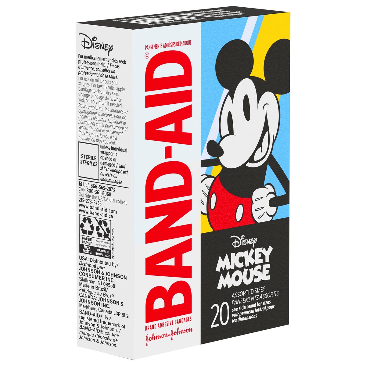 slide 10 of 11, BAND-AID Adhesive Bandages for Minor Cuts & Scrapes, Wound Care Featuring Disney's Mickey Mouse, Fun Bandages for Kids and Toddlers, Assorted Sizes, 20 Count, 20 ct