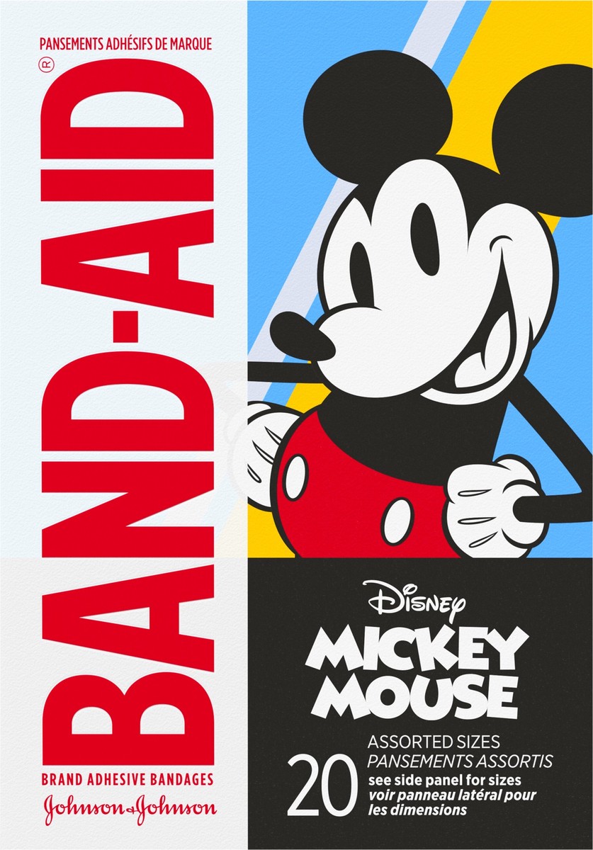 slide 5 of 11, BAND-AID Adhesive Bandages for Minor Cuts & Scrapes, Wound Care Featuring Disney's Mickey Mouse, Fun Bandages for Kids and Toddlers, Assorted Sizes, 20 Count, 20 ct