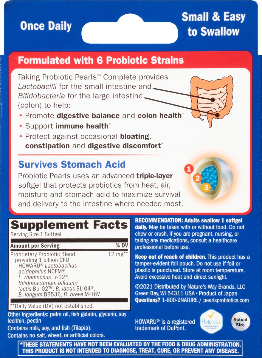 slide 7 of 9, Nature's Way Probiotic Pearls Complete Probiotic Supplement 30 Softgels, 30 ct