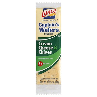 slide 1 of 1, Lance Crackers Captain Wafers Cream Cheese & Chives Single, 1.4 oz