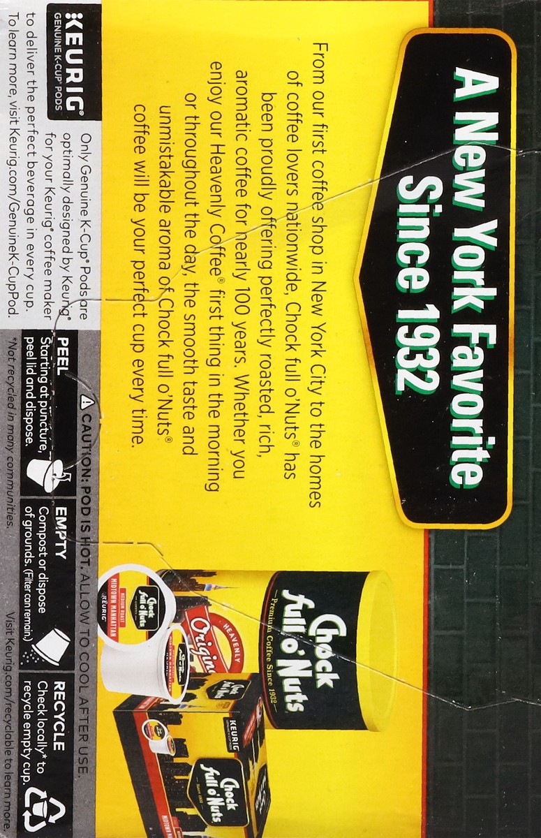 slide 4 of 14, Chock Full O' Nuts Chock full o’Nuts Colombian Coffee, Single Serve Keurig K-Cup Pods, Medium Roast Coffee, 12-Count Box, 12 ct