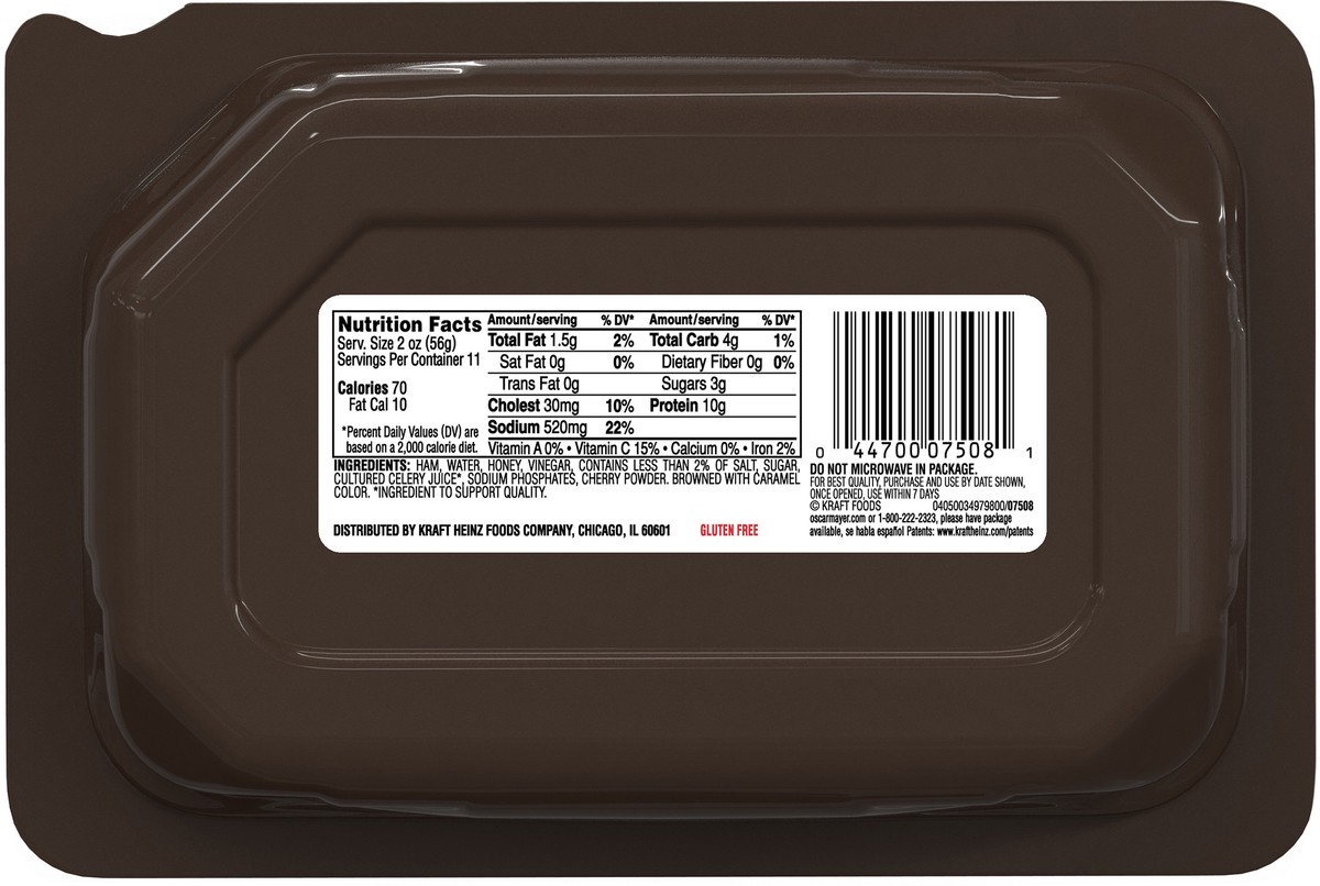 slide 2 of 9, Oscar Mayer Deli Fresh Honey Uncured Sliced Ham Deli Lunch Meat Mega Pack, 22 oz Package, 22 oz