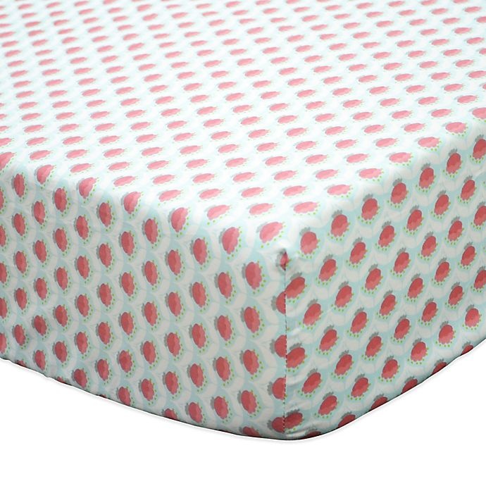 slide 1 of 1, The Peanutshell Gia Geometric Floral Fitted Crib Sheet - Coral/Mint, 1 ct