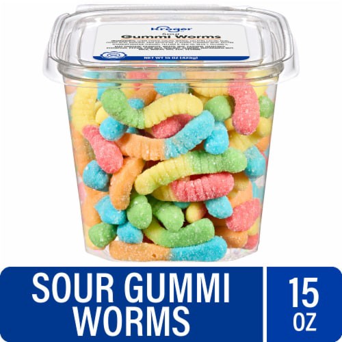 slide 1 of 1, Kroger® Sour Gummi Worms, 15 oz