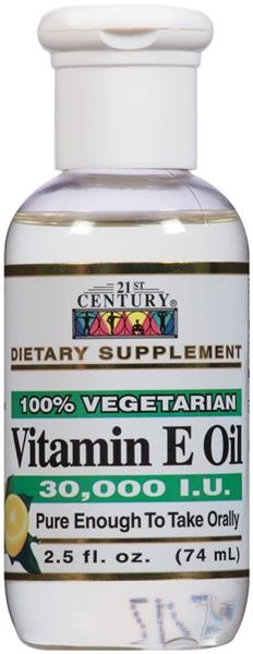 slide 1 of 1, 21st Century 100% Vegetarian Vitamin E Oil 30,000 I.U. Dietary Supplement Liquid, 2.5 fl oz