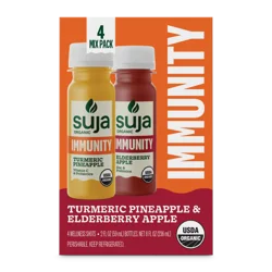 Suja Organic Immunity Shots Variety Pack, 2 fl oz Bottle, 4-Pack