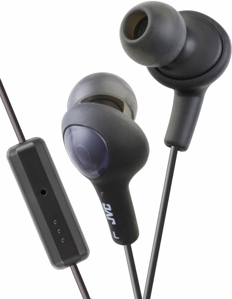 slide 1 of 1, JVC Black Gumy Plus Inner Ear Headphone with Microphone and Remote, 1 ct