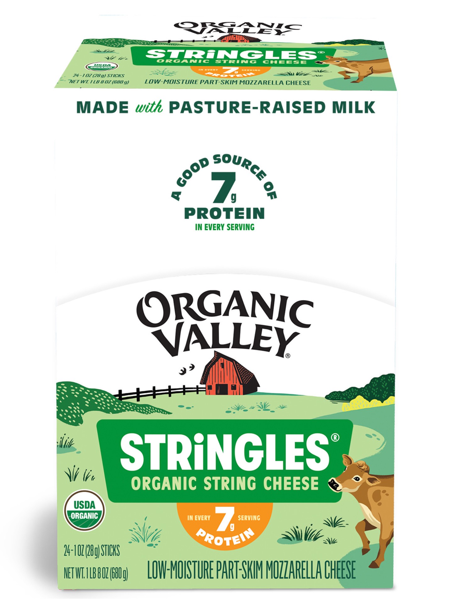 slide 1 of 5, ORGANIC VALLEY Stringles Organic Mozzarella Cheese Sticks, 24 oz, 24 oz