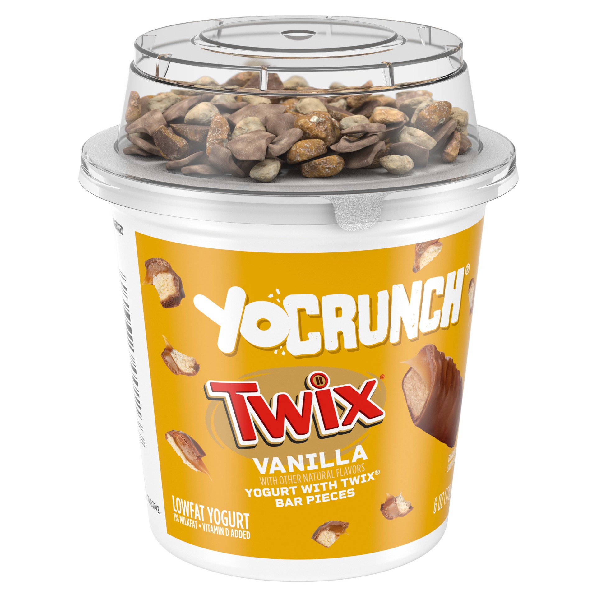 slide 4 of 5, YoCrunch Low Fat Vanilla Yogurt with Twix Candy Pieces, 6 oz., 6 oz