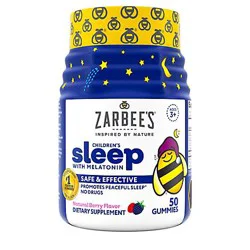 Zarbee's Kids Sleep Gummies With Melatonin Drug Free Non Habit Forming Natural Berry - 50 Count