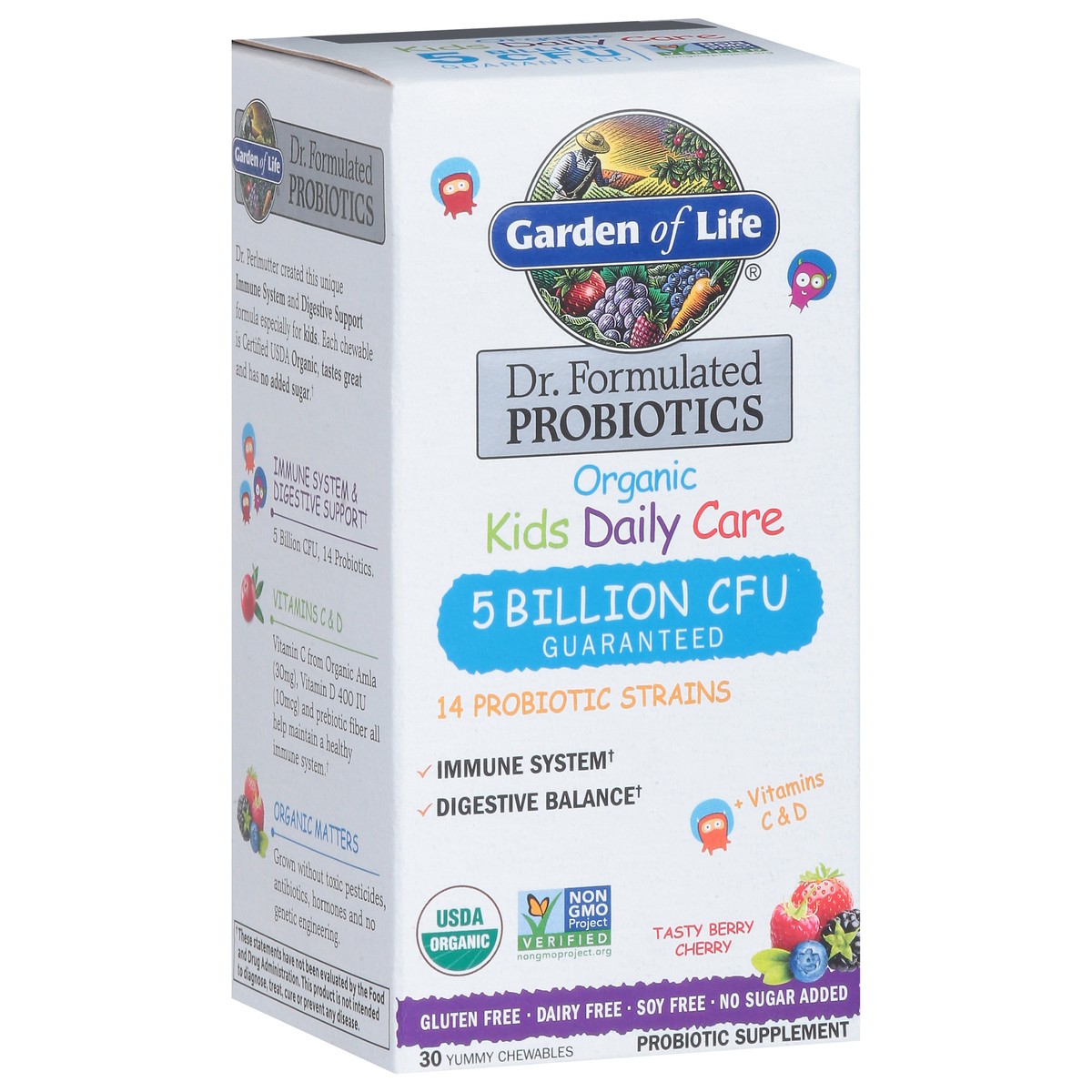 slide 2 of 9, Garden of Life Organic Kids Daily Care Berry Cherry Flavor Probiotic Chewables, 30 ct