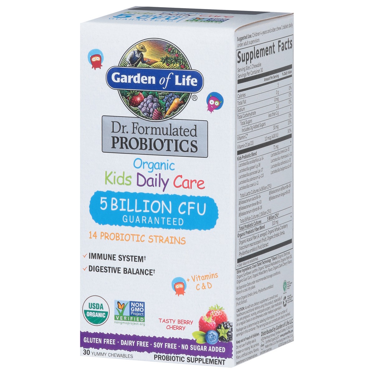 slide 3 of 9, Garden of Life Organic Kids Daily Care Berry Cherry Flavor Probiotic Chewables, 30 ct