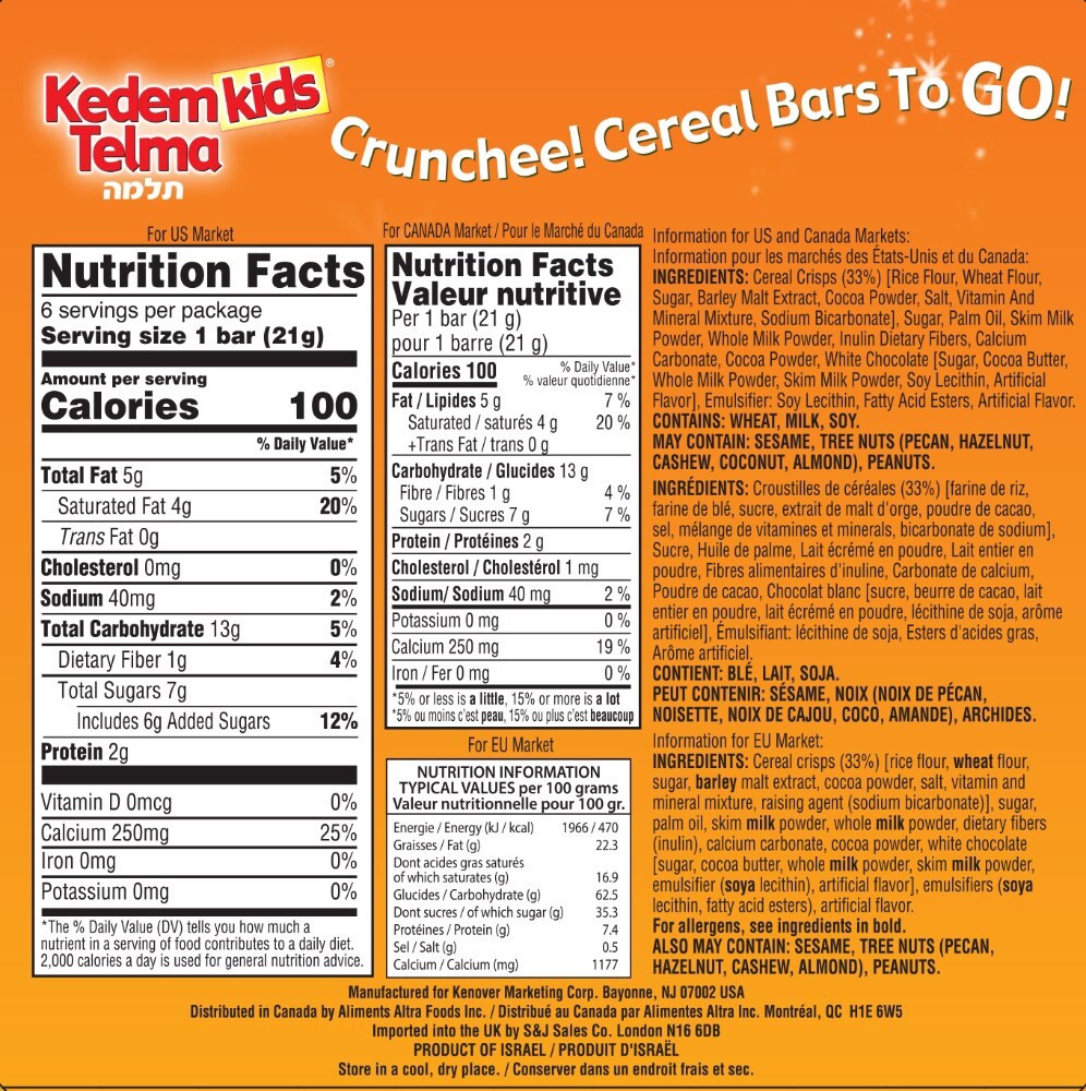 slide 2 of 2, Kedem Kids Coco Rice Crunchee! Cereal Bars, 6 ct; 0.7 oz