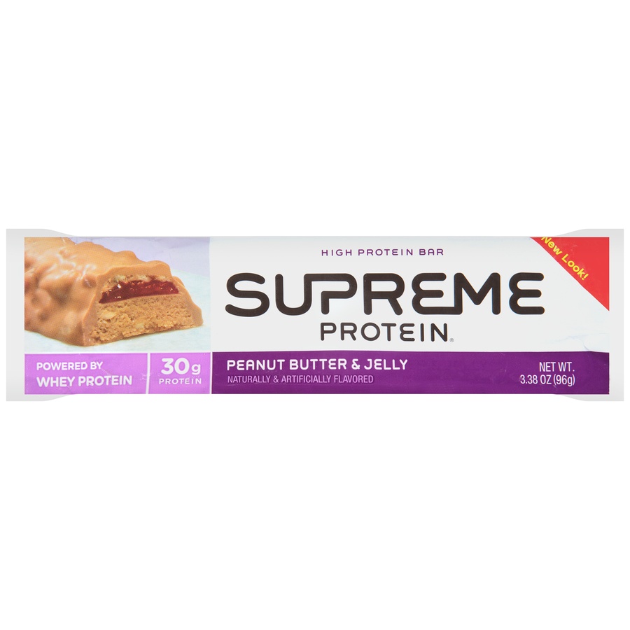 slide 1 of 6, Supreme Nutrition Protein Peanut Butter & Jelly High Protein Bar, 3.38 oz