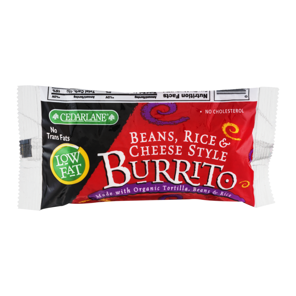 slide 1 of 1, Cedarlane Low Fat Burrito Beans Rice Cheese Style, 6 oz