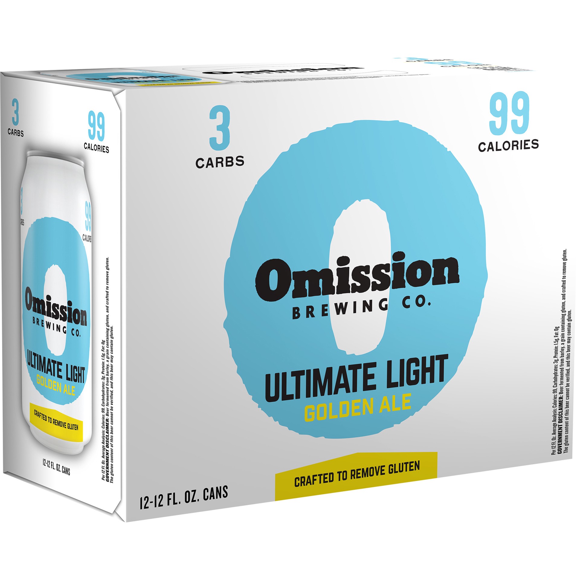 slide 4 of 4, Omission Brewing Co. Brewing Co. Ultimate Light Golden Ale, 12 Pack 12 FL OZ Cans, 144 fl oz