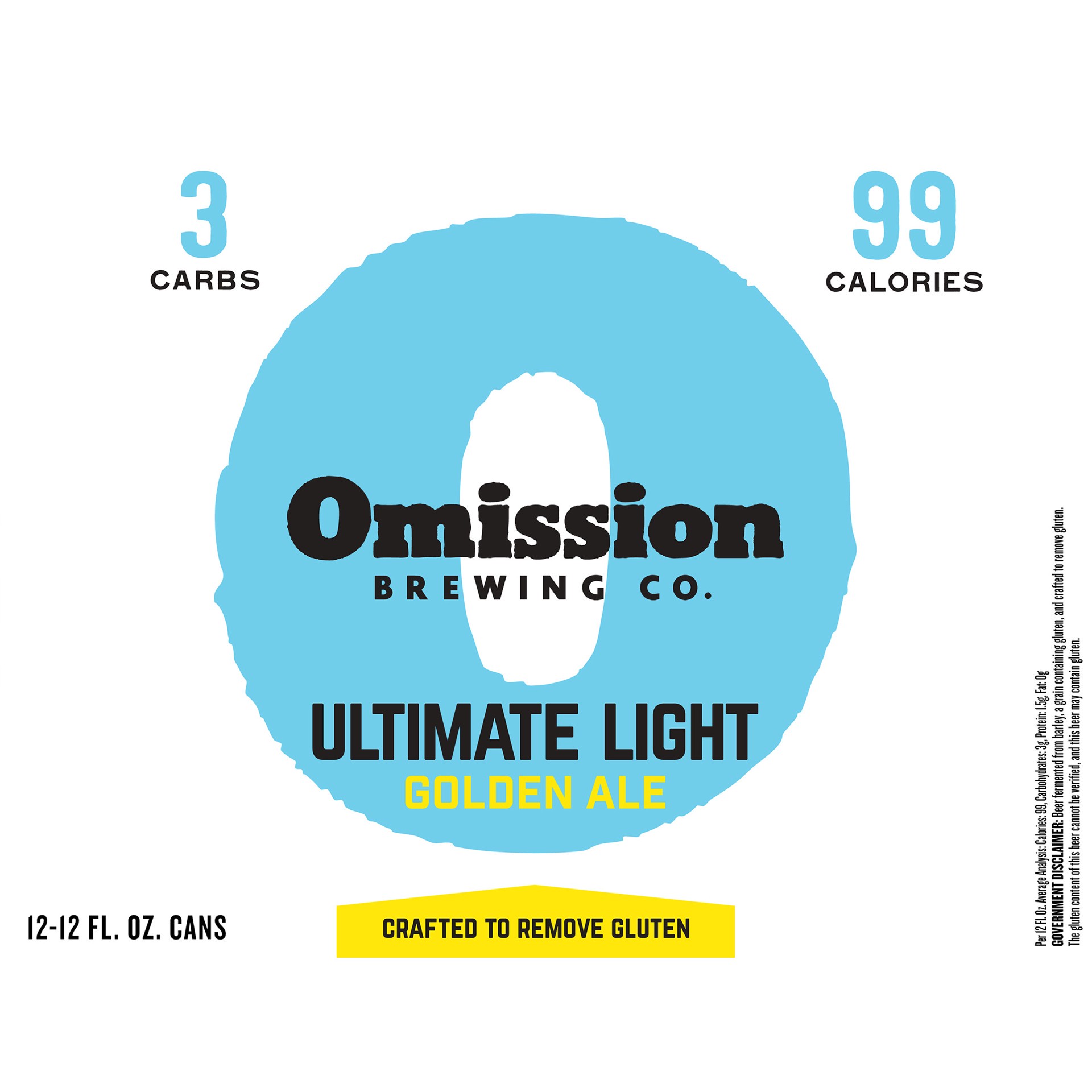 slide 3 of 4, Omission Brewing Co. Brewing Co. Ultimate Light Golden Ale, 12 Pack 12 FL OZ Cans, 144 fl oz