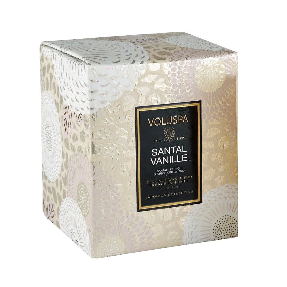slide 1 of 1, Voluspa Santal Vanille Box Candle, 9 oz