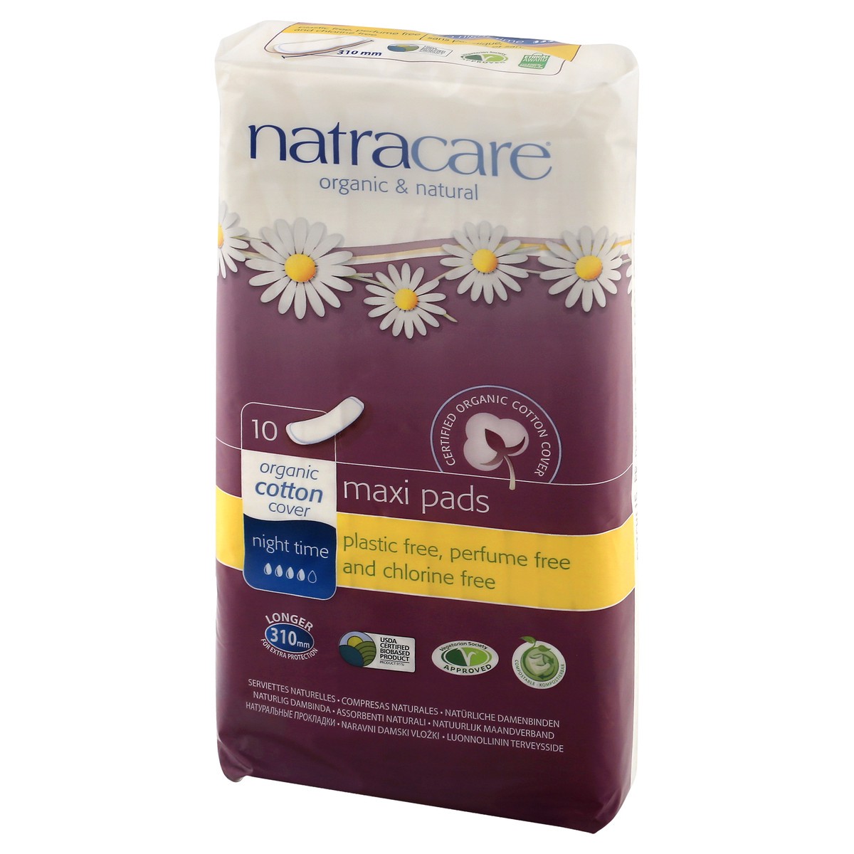 slide 3 of 11, Natracare Night Time Maxi Pads, 10 ct