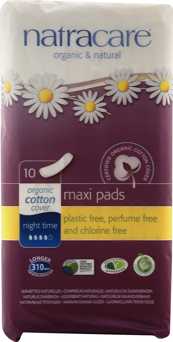 slide 6 of 11, Natracare Night Time Maxi Pads, 10 ct