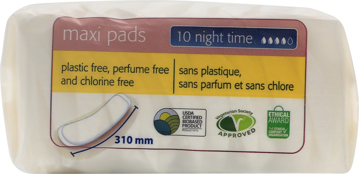 slide 11 of 11, Natracare Night Time Maxi Pads, 10 ct