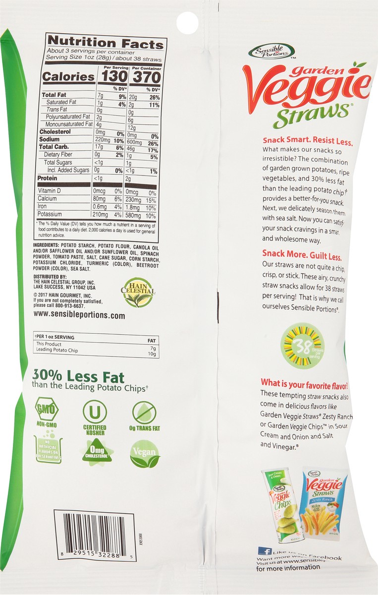 slide 7 of 9, Sensible Portions Garden Veggie Straws Sea Salt Vegetable & Potato Snack 2.75 oz. Bag, 2.75 oz