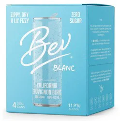 Bev Blanc California Sauvignon Blanc White Wine 250ml Can 4 Pack
