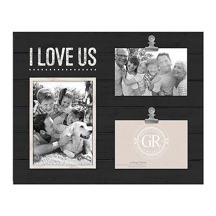 slide 1 of 1, Grasslands Road I Love Us Shiplap Wood Collage Frame - Black, 14.9 in x 11.9 in