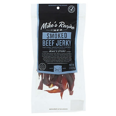 slide 1 of 1, H-E-B Mike's Recipe Smoked Beef Jerky, 2.5 oz