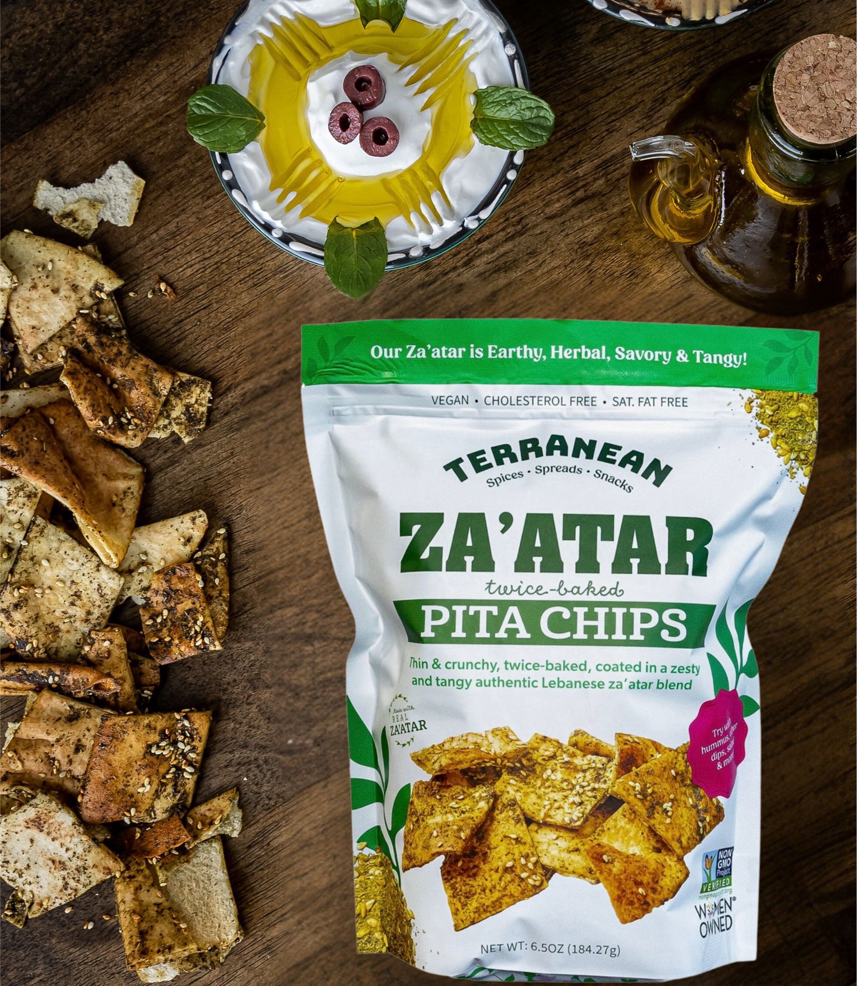 slide 2 of 3, Terranean Herbs & Spices Terranean Zaatar Pita Chips 6.5 Oz, 6.5 oz