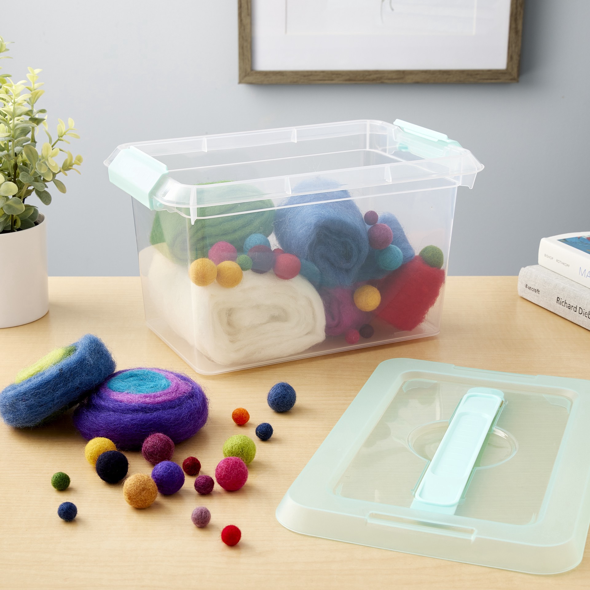 slide 4 of 4, 6.2qt. Storage Bin With Lid By Simply Tidy, 11.6 in x 7.6 in x 6.9 in