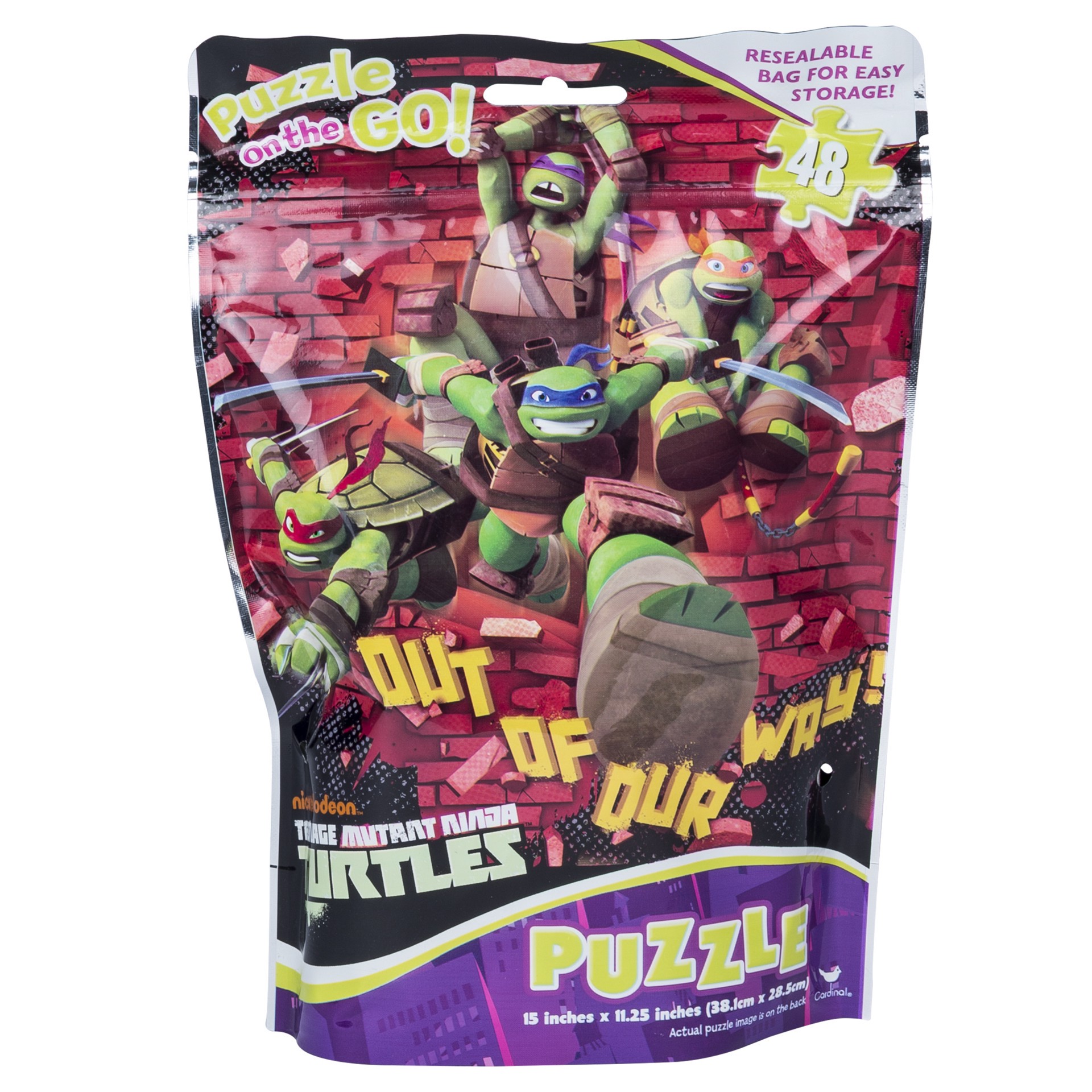 slide 1 of 1, Cardinal Games Nickelodeon Teenage Mutant Ninja Turtles, 48-piece Puzzle on the Go, in Resealable Bag, 1 ct