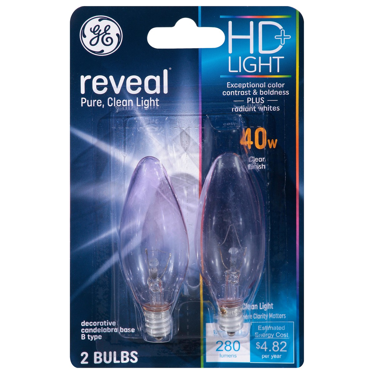 slide 1 of 11, GE Reveal 40 Watts Light Bulb 2 ea, 2 ct