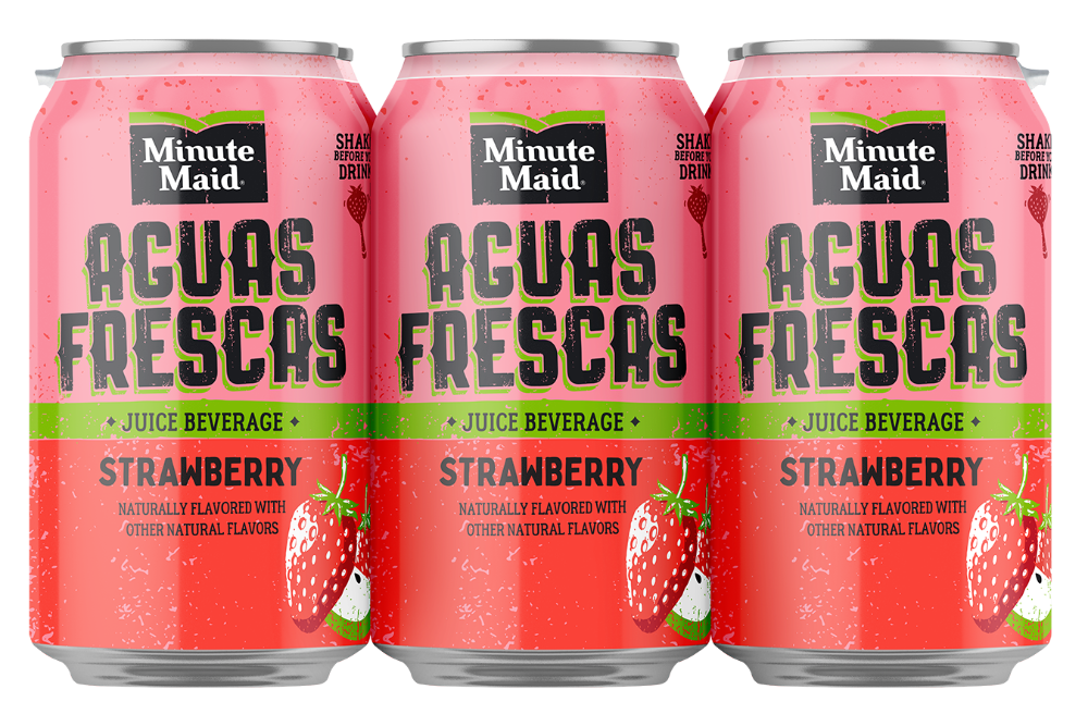 slide 1 of 1, Minute Maid Aguas Frescas Strawberry Juice Cans - 6 ct; 12 fl oz, 6 ct; 12 fl oz